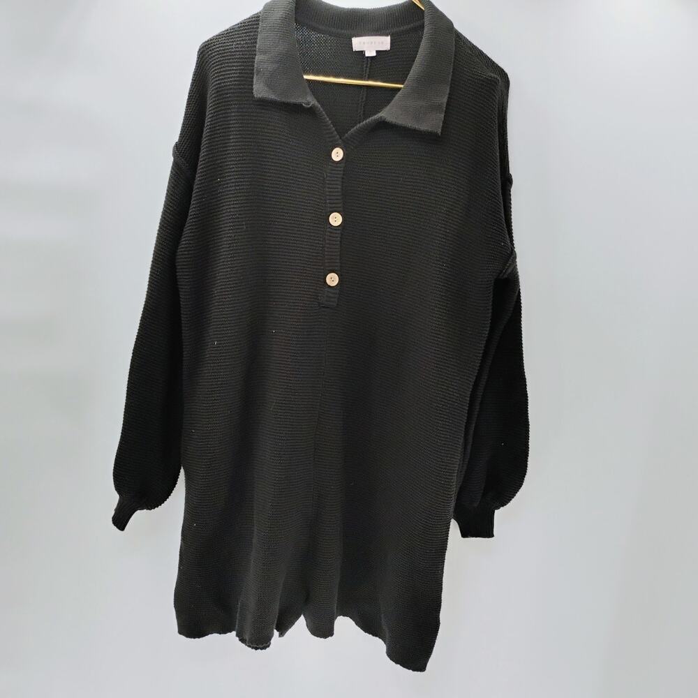 Promesa Button Romper chunky knit polo collar button‎ down long sleeve crotchet - Picture 7 of 14